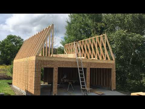Gambrel Garage Homemade trusses Part 4