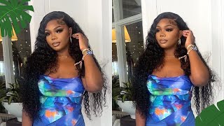 PERFECT VACATION HAIR | 30 INCH WATERWAVE LACE FRONTAL WIG INSTALL | YOLISSA HAIR