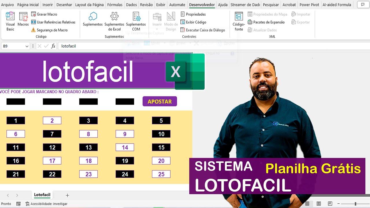 Sistema LotoFácil no Excel