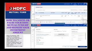 How To Cancel Or Pause Your HDFC Mutual Fund SIP And Redeem Your Investment Amount