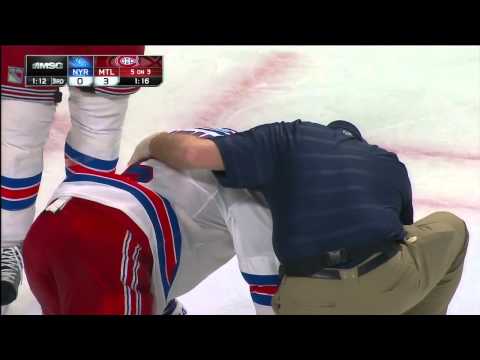 Dan Girardi Injury Canadiens/Rangers 2/23/2013