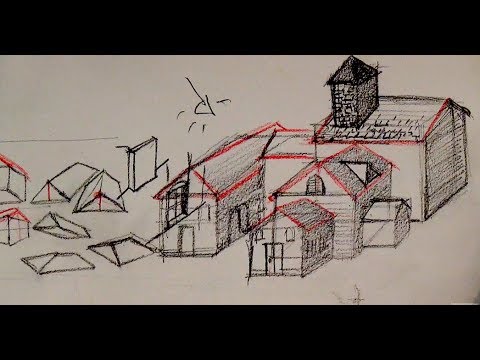 How to draw a house with basic shapes