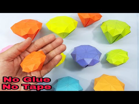 How to make origami diamond | Paper Diamond | Easy origami emerald | No glue no tap