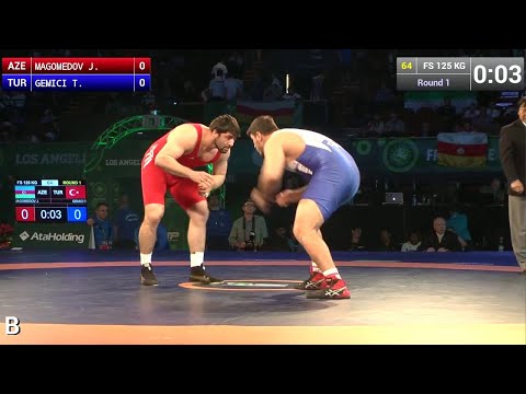Round 1 FS - 125 kg: Tanju GEMICI (TUR) df. Jamaladdin MAGOMEDOV (AZE) by FALL, 4-8