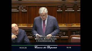 IRAN, IL MINISTRO TAJANI RIFERISCE ALLA CAMERA DEI DEPUTATI