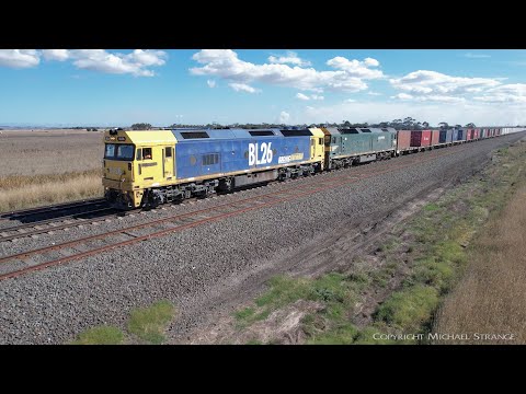 7902V Mildura To Melbourne Container Train Filmed From Drone (8/4/2022) - PoathTV Australian Railway