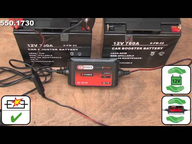 Video teaser for Anwendungsvideo Batterieladegerät 12V/2A Batterieladegerät 12+6V / 4A KS Tools 550.1730, -35