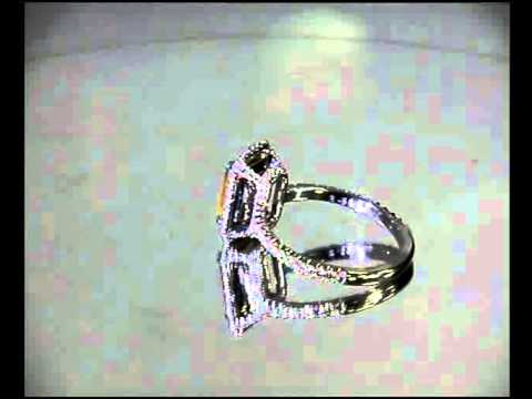 2.83 CTW Emerald Cut Fancy Intense Yellow SI1 Designer Diamond Engagement Ring in Platinum