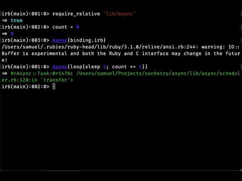 Asynchronous Interactive Ruby (IRB) using the Fiber Scheduler.