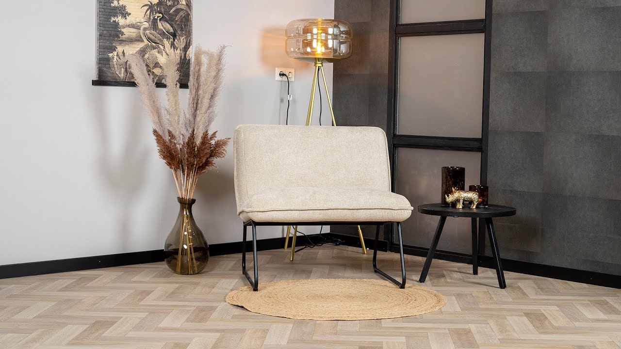 Scandinavische fauteuil Merle antraciet stof gemêleerd