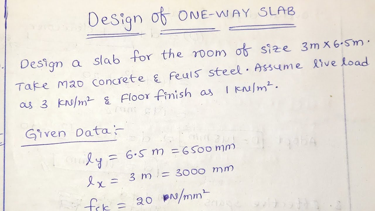 RCC DESIGN OF SLABS ONE WAY & TWO WAY EXPLAINED WITH EXAMPLE PROBLEM