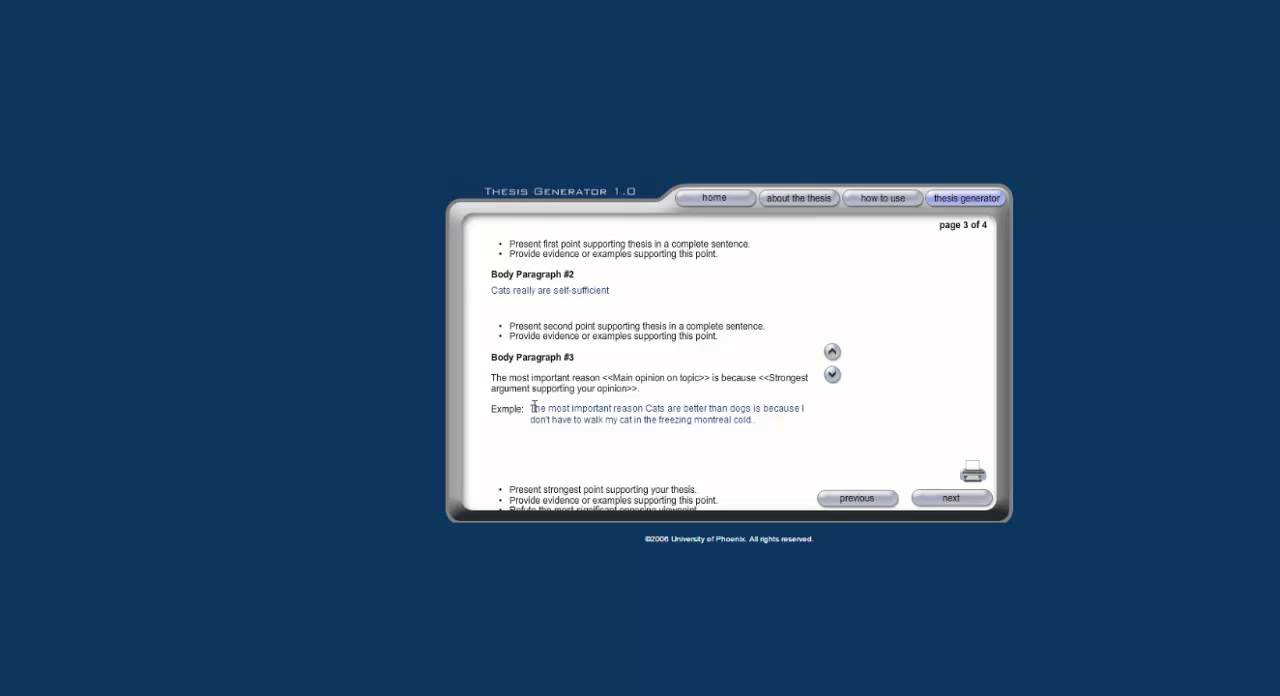 How to use the thesis generator