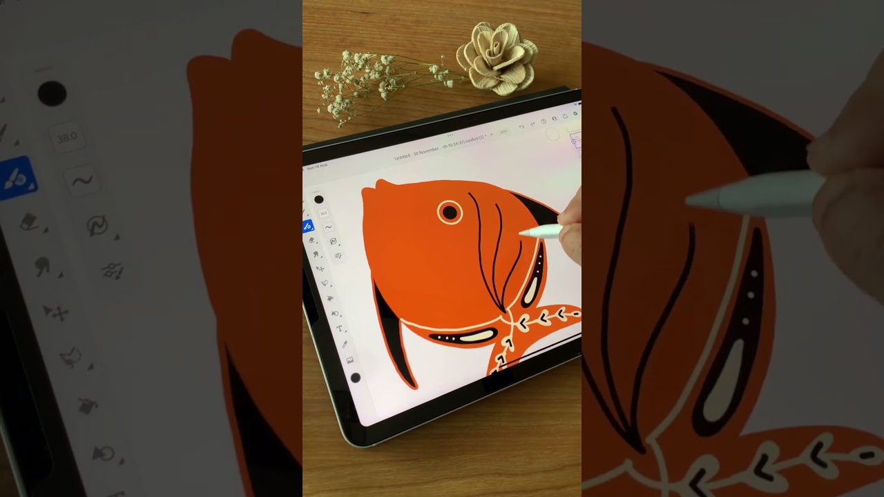 Cute Fish Floral Digital Art #midcenturystyle #digitalart #modernart #adobeillustrator #contemporary