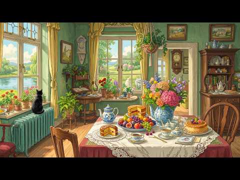 Peaceful Day in Grandma’s Cottage with Classic Nostalgic 1940s Music Playing in Another Room
