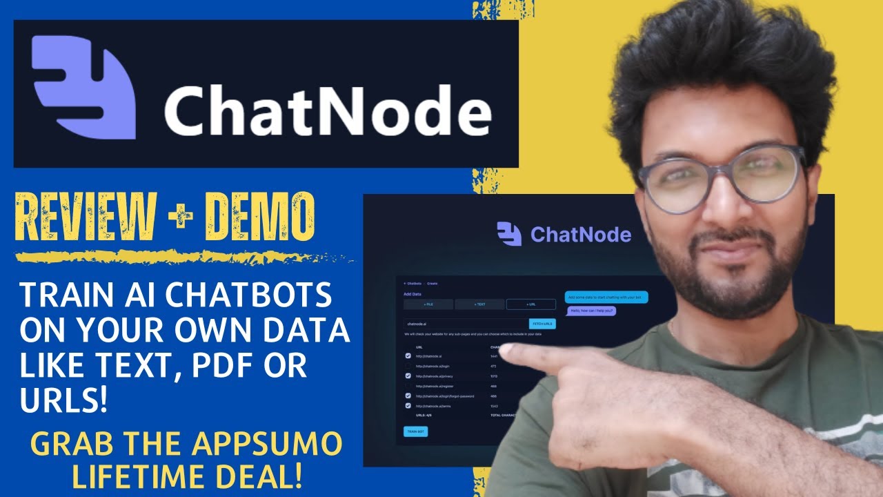 ChatNode AI Review + Demo – Train AI ChatBots on your own data like text, PDF, or URLs!