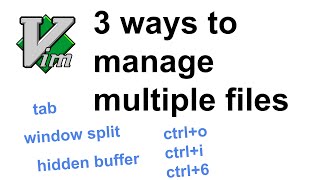 Handle multiple files in Vim: window splits, tabs, and hidden buffers; and jumping commands