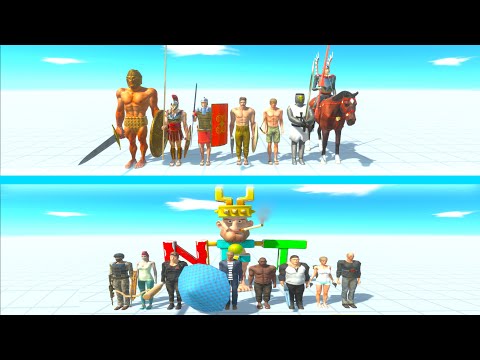 NEW ANCIENT HUMANS Team vs MODERN HUMANS Team - Animal Revolt Battle Simulator ARBS