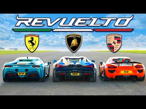 Lamborghini Revuelto vs Ferrari SF90 vs Porsche 918: ARRANCONES