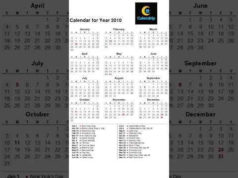 Calendar 2010 #monthsoftheyear #2010