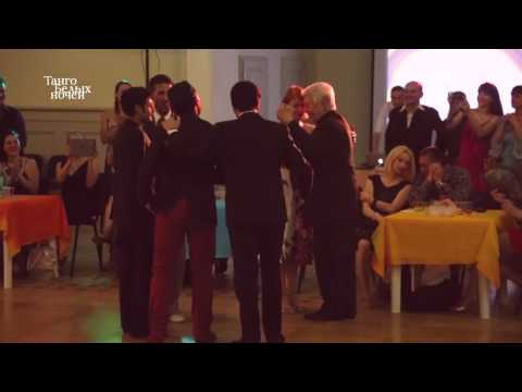  Graciela Gonzalez,    Maria Rivarola,    Elba Garcia,    Leonardo Sardella,    Sol Cerquides,    Fernando Gracia,    Virginia Gomez,    Christian Marquez,    and  Nito Garcia  are  dancing  at  White Nights tango festival  in  2016