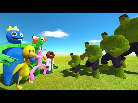 Rainbow Friends VS Diffezent Size Hulk - Animal Revolt Battle Simulator