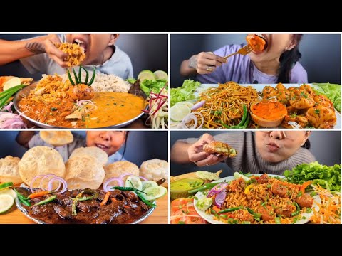 Diksha Patgiri Eating Different Tips Mouth watering Food | Dal, Rajma, Rice, Chilli Noodle, Veg Meat