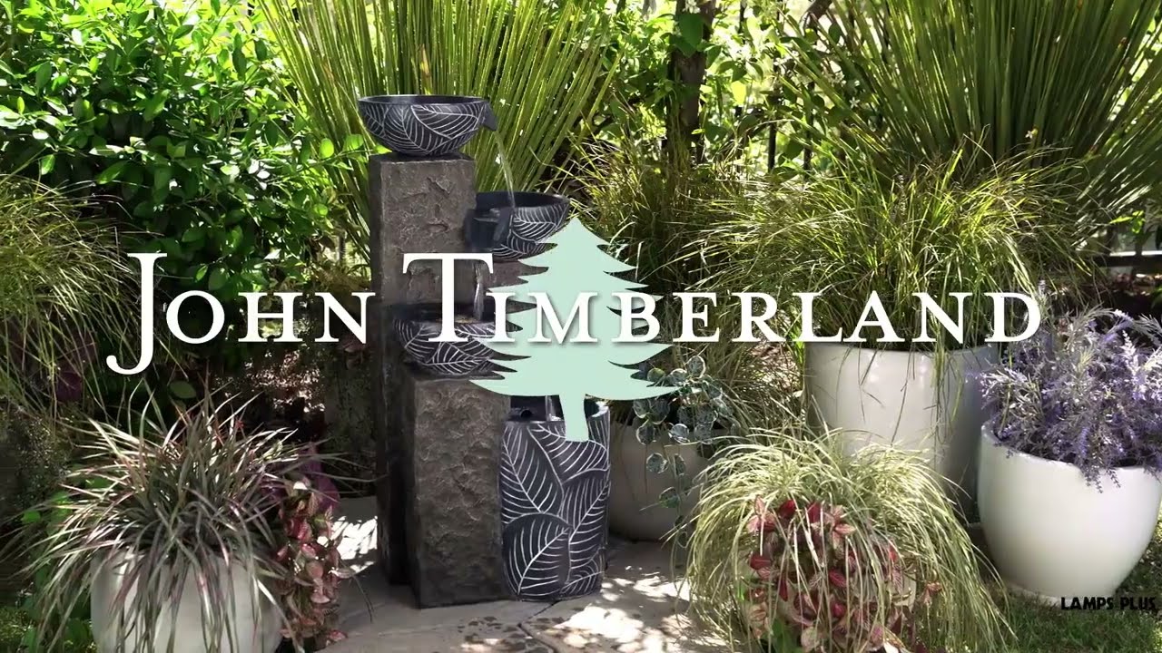 Video1 of Bali 32 3/4" High Gray Stone 4-Tier Outdoor LED Floor Fountain