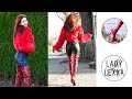 WALKING OVER AUTUMN LEAVES IN OVERKNEE HIGH BOOTS AND LEGGINGS