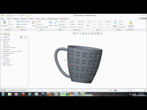 Tutorial design Toroidal Bend Glass drink beer with Creo 1.0 to Creo 3.0