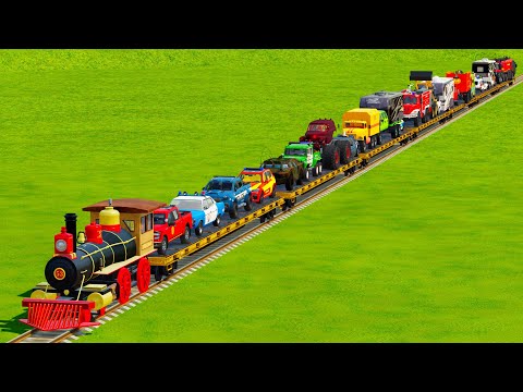 TRANSPORTING  ALL VEHICLES CARS, TRUCKS, TRACTORS, FIRE ENGINE WITH TRAIN! Farming Simulator 22