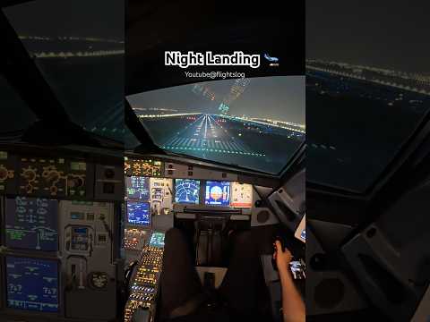 Night Landing 🛬 #aviation #airbus #pilot