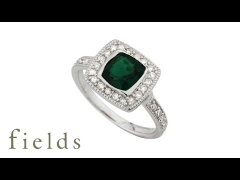 9ct White Gold Emerald and Diamond Ring
