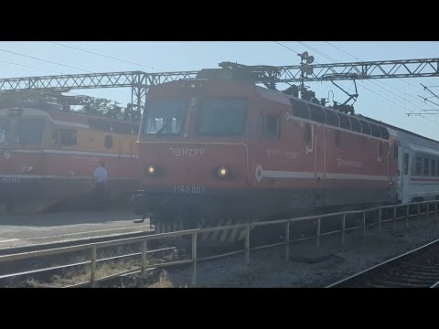 1142 007 na IC 545 (Zagreb GK - Vinkovci) napušta Zagreb Glavni Kolodvor
