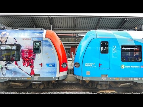 Na das hat man auch nicht alle Tage !! Zwei "Bayern" Werbezüge der S-Bahn in Holzkirchen!