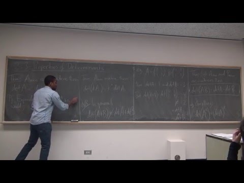 Math 346 Lecture 8 - Properties of determinants and Invertible matrices