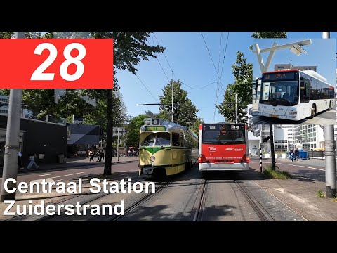 HTM lijn 28: Centraal Station - Den Haag Zuiderstrand - Voorburg Station | HTM 1052 | 2023