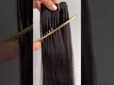 Волосся на тресах, 125 см ширина треса, 50 см довжина, пряме, чорно-коричневі (1B) video