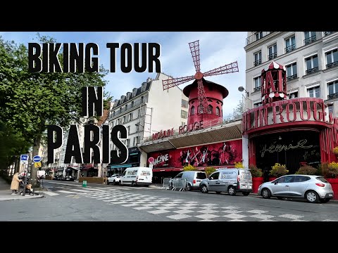 BIKING TOUR in Paris 4K VIRTUAL CYCLE RIDE  Moulin Rouge, Place de Clichy, Montmartre, Sacré-Cœur
