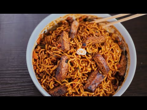 Jjapaguri with steak (aka "Ram-don" from the movie Parasite)