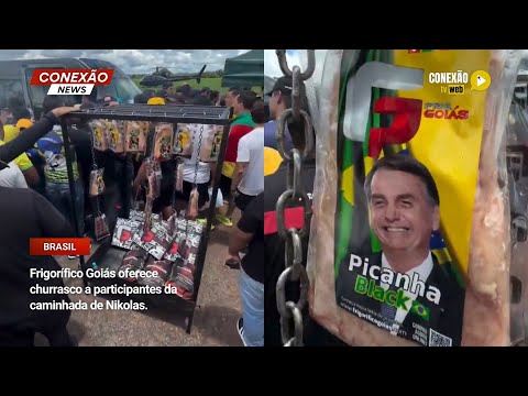 Vídeo: Frigorífico Goiás oferece churrasco a participantes da caminhada de Nikolas.