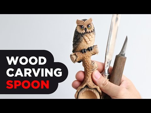 Wooden Spoon carving | Wood Carving | Makinng a Wood Spoon with Owl