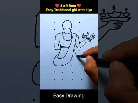 Diwali Special Traditional girl with diya| #shorts #drawing #art