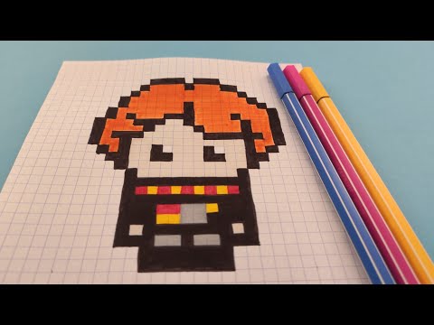 PIXEL ART - Comment dessiner Ron de Harry Potter / How to draw Ron - Harry Potter