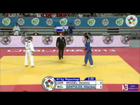 Judo 2013 World Championships Junior Ljubljana: Ressel (GER) - Gantulga (MGL) [-81kg] rep