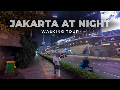 Jakarta Night Walk | City Lights, Skyscrapers & Bustling Urban Life in Indonesia | 4K UHD