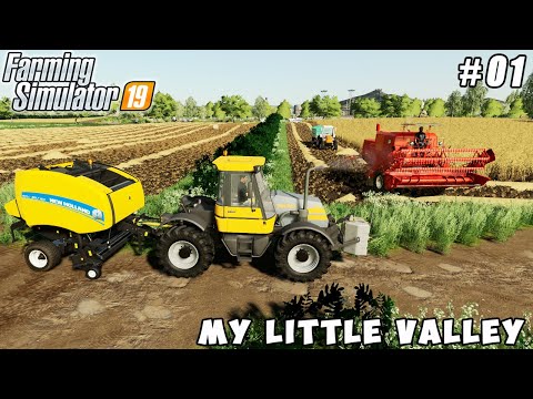 Harvesting wheat and barley, baling straw | My Little Valley | Farming simulator 19 | Timelapse #01