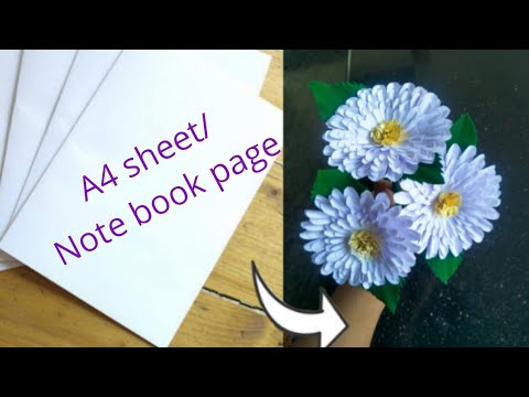 Easy flower making./White dhalia with paper/Diy flower making.