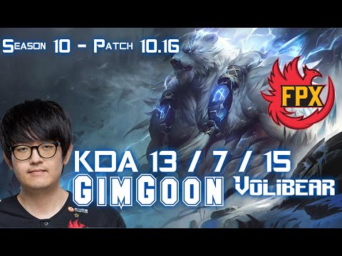 FPX GimGoon VOLIBEAR vs CAMILLE Top - Patch 10.16 KR Ranked