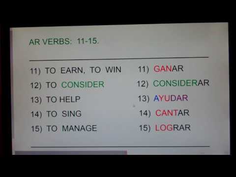 AR VERBS 11-15:  ganar, considerar, ayudar, cantar, lograr...