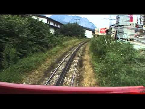 Achenseebahn - cogwheel railway in Austria. Unusual view like a cab ride